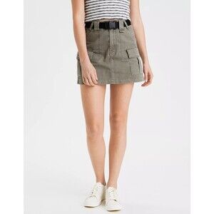 American Eagle Sz 00 Super High Waist Cargo A-Line Skirt  Hiker Olive Belted NWT